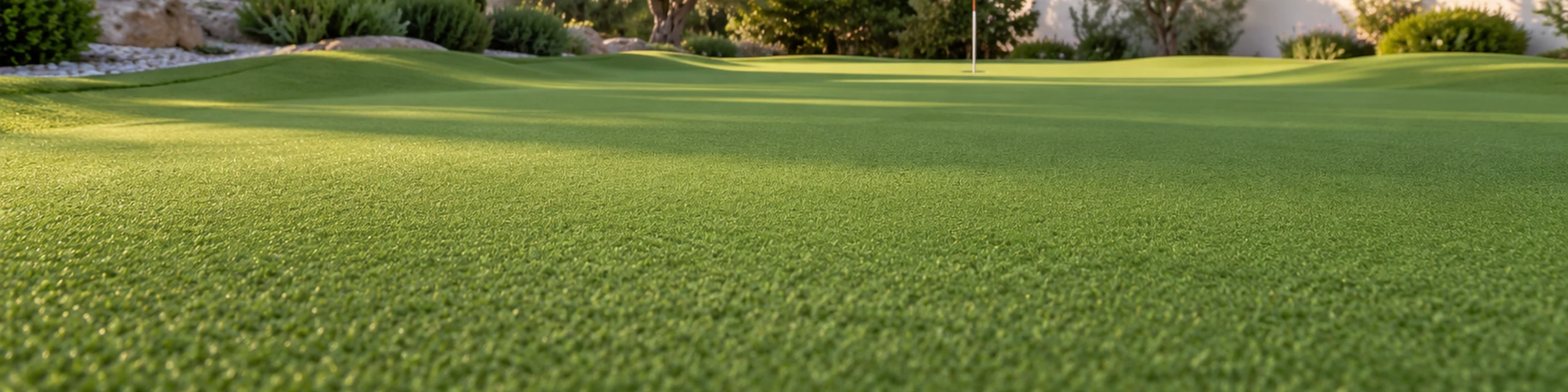 Superficie verde para practicar golf en un jardín
