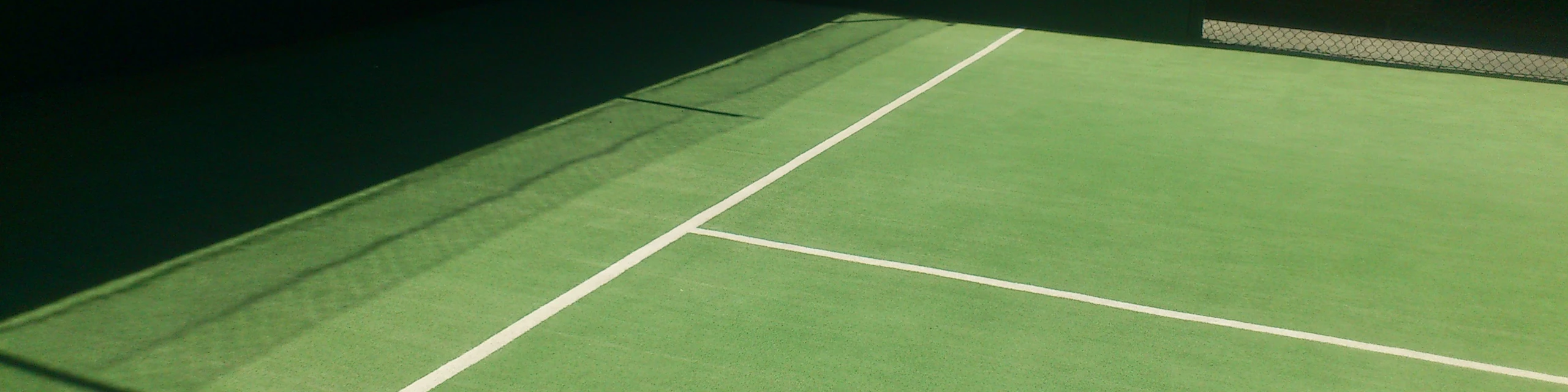 Pista de pádel con césped artificial y líneas blancas