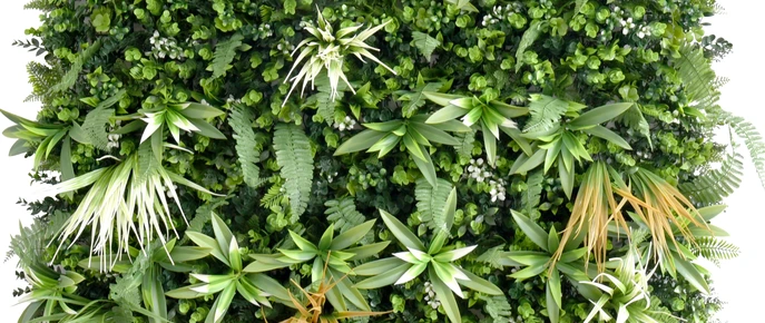 Panel decorativo de jardín vertical con follaje verde