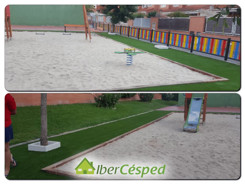 Instalación de césped artificial en zonas infantiles